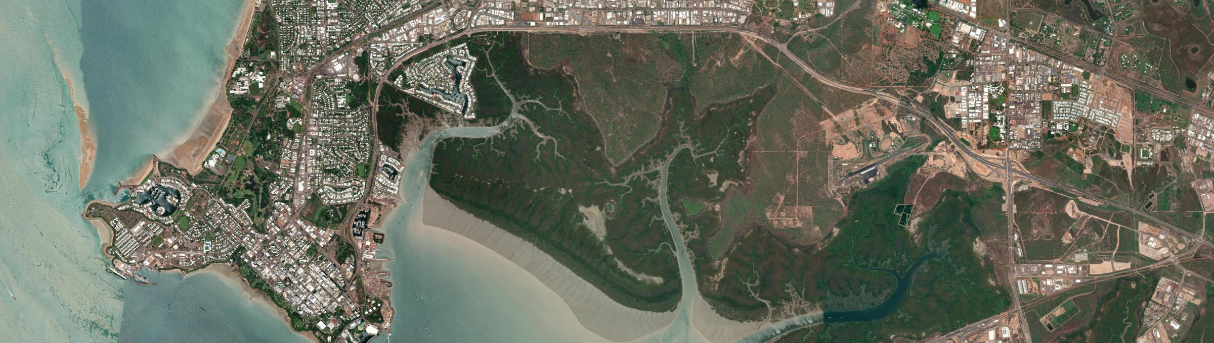 Aerial view of Charles Darwin, NT