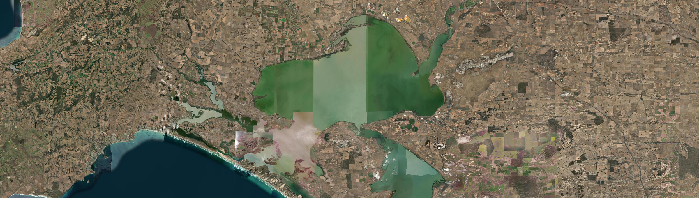 Aerial view of Lake Alexandrina, SA