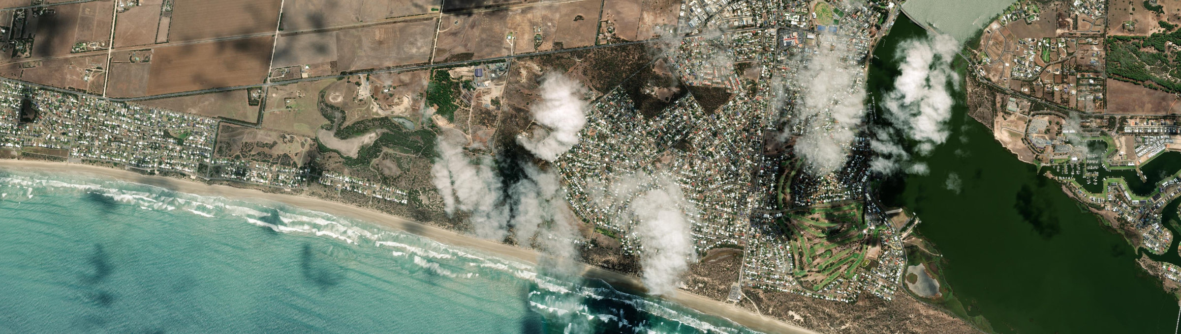 Aerial view of Goolwa Beach, SA