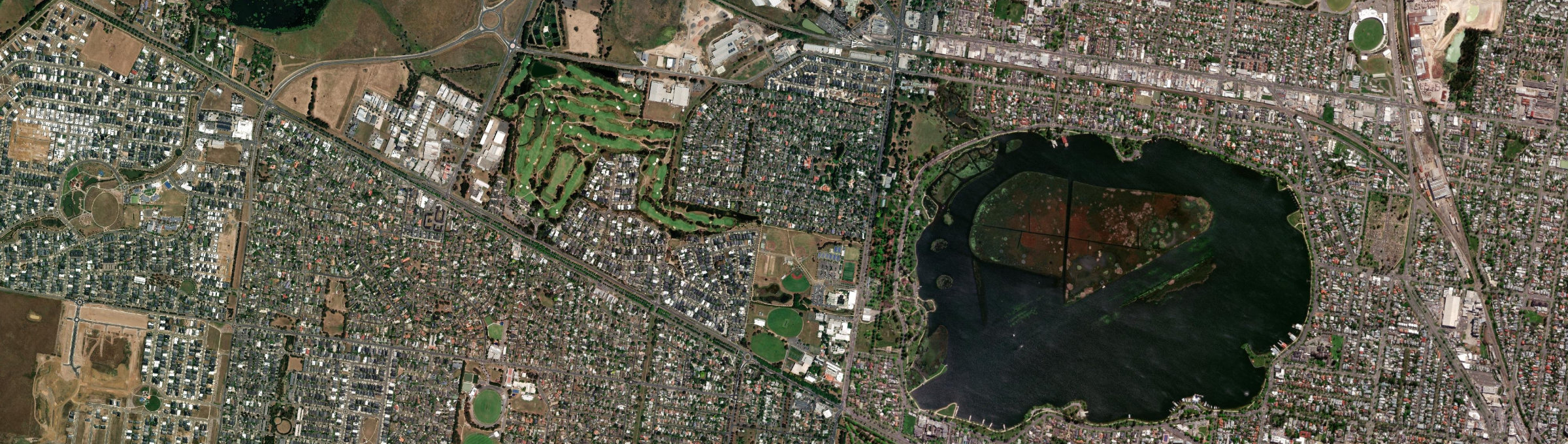 Aerial view of Lake Gardens, VIC