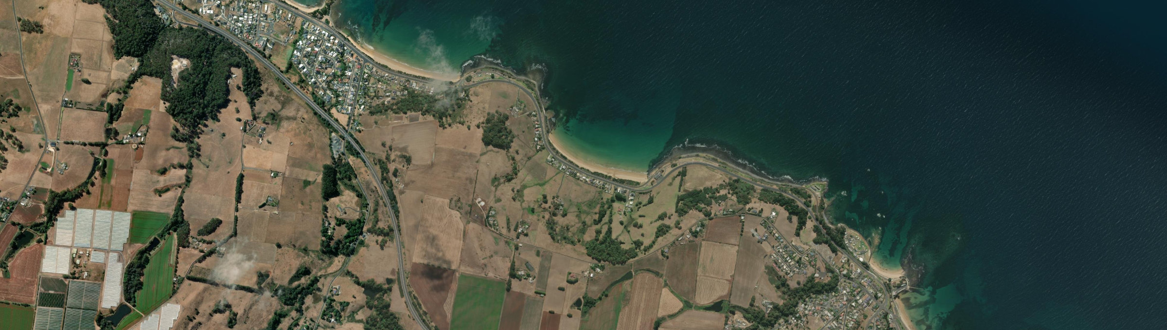 Aerial view of Preservation Bay, TAS