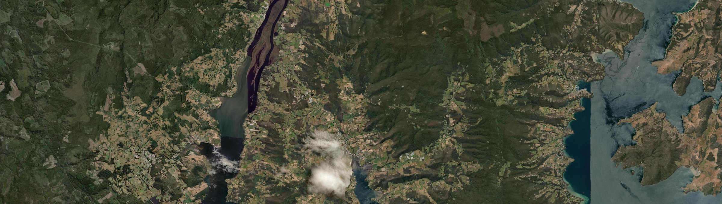 Aerial view of Cygnet, TAS