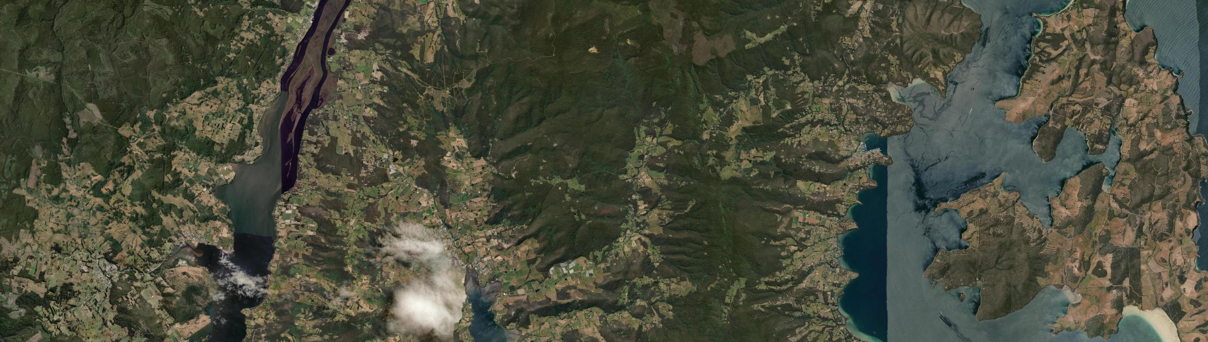 Aerial view of Nicholls Rivulet, TAS