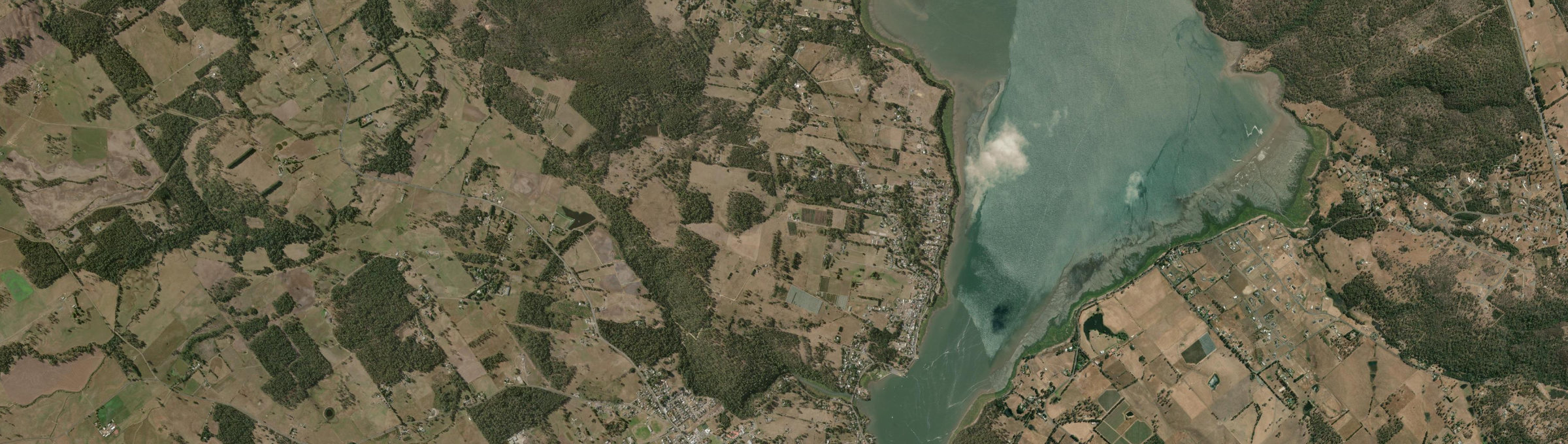 Aerial view of Gravelly Beach, TAS