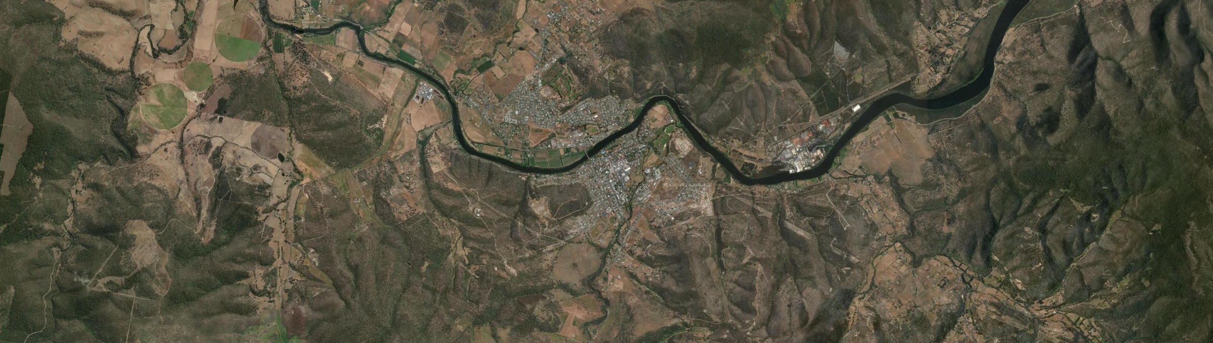 Aerial view of New Norfolk, TAS