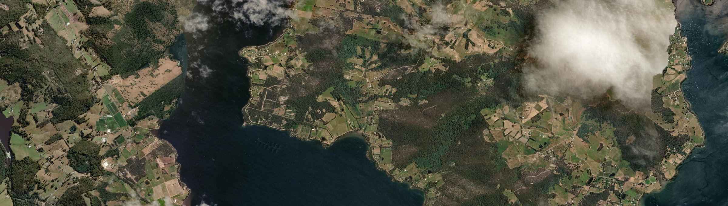 Aerial view of Petcheys Bay, TAS