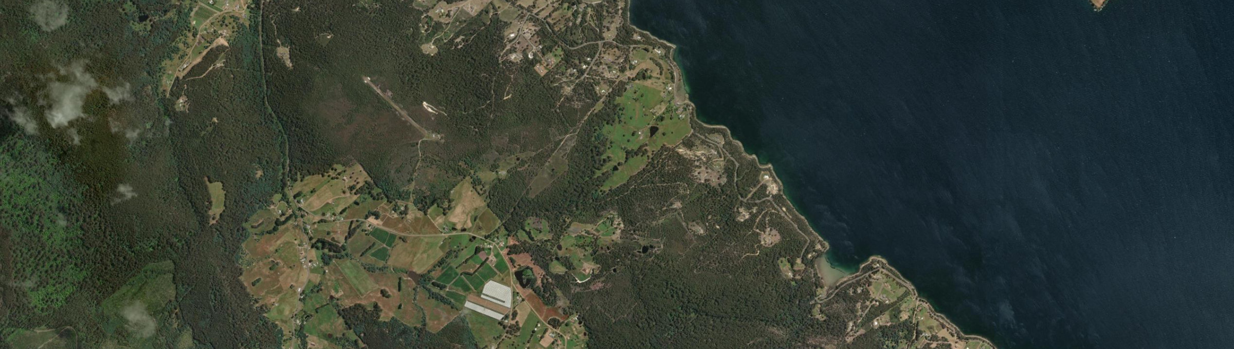 Aerial view of Brooks Bay, TAS