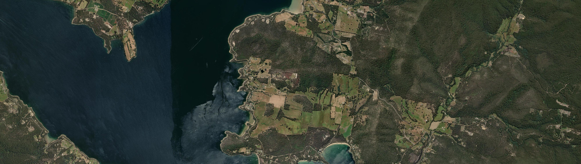 Aerial view of Abels Bay, TAS