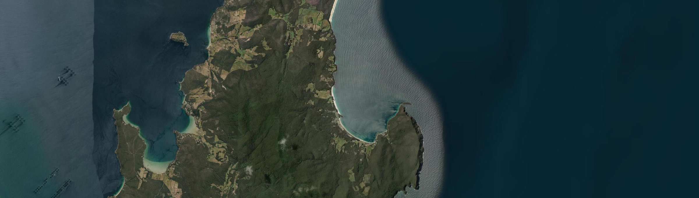 Aerial view of Adventure Bay, TAS