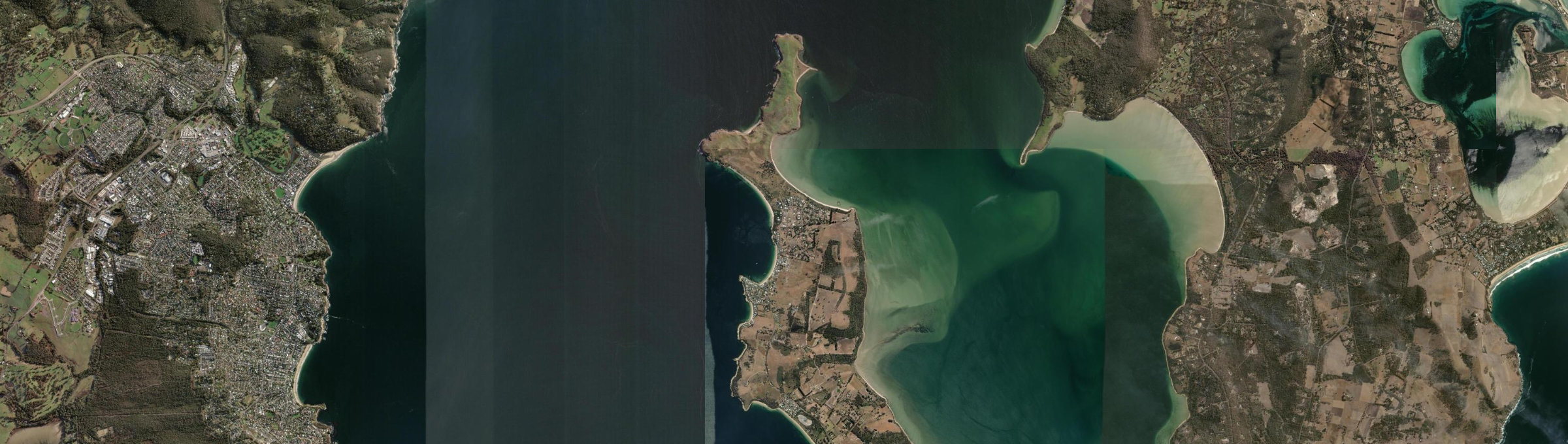 Aerial view of Opossum Bay, TAS