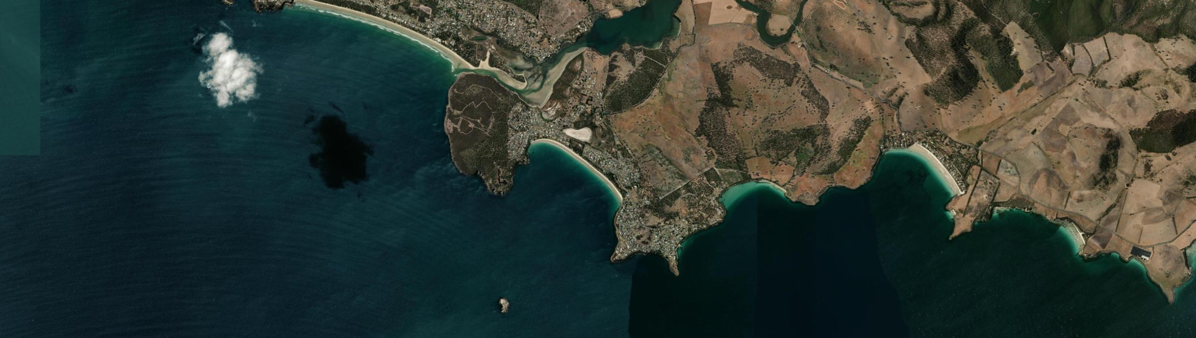 Aerial view of Primrose Sands, TAS