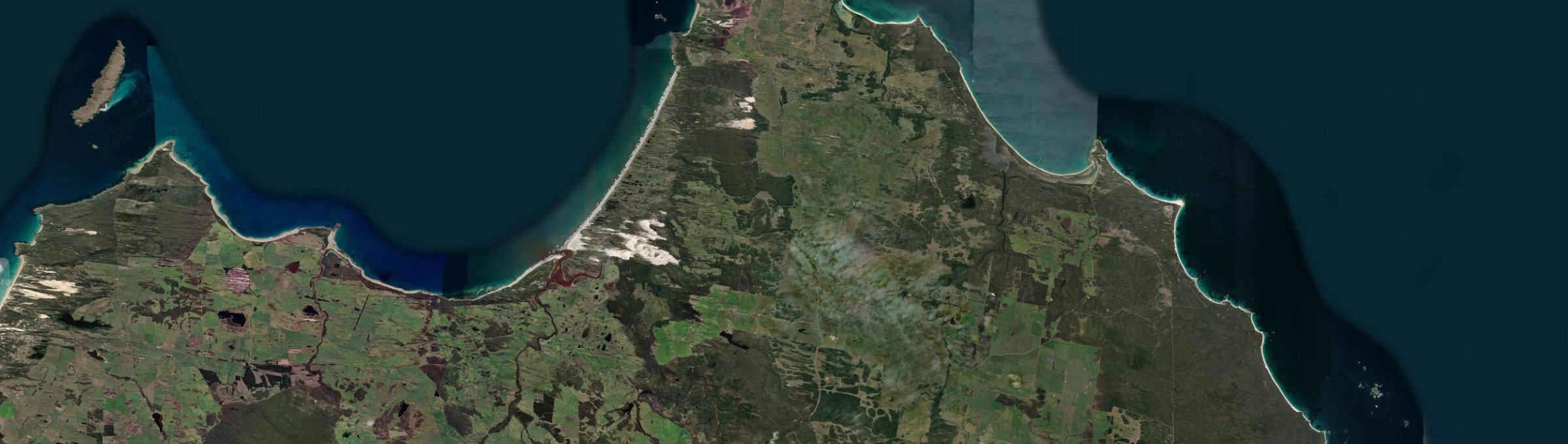 Aerial view of Rushy Lagoon, TAS