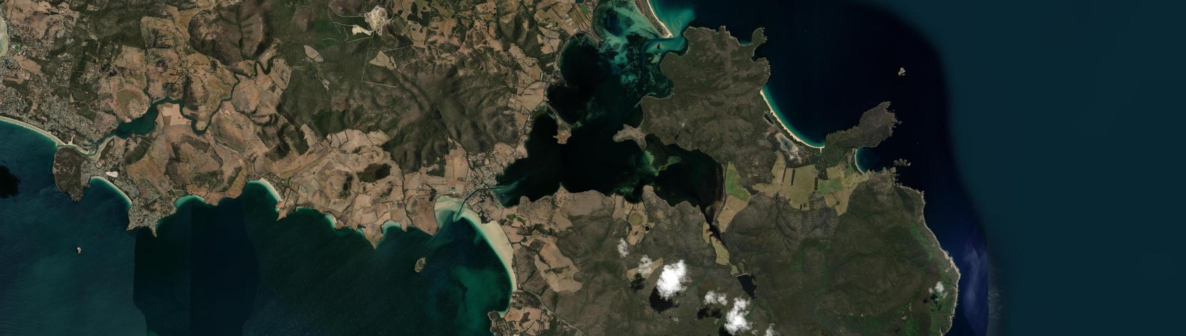 Aerial view of Dunalley, TAS