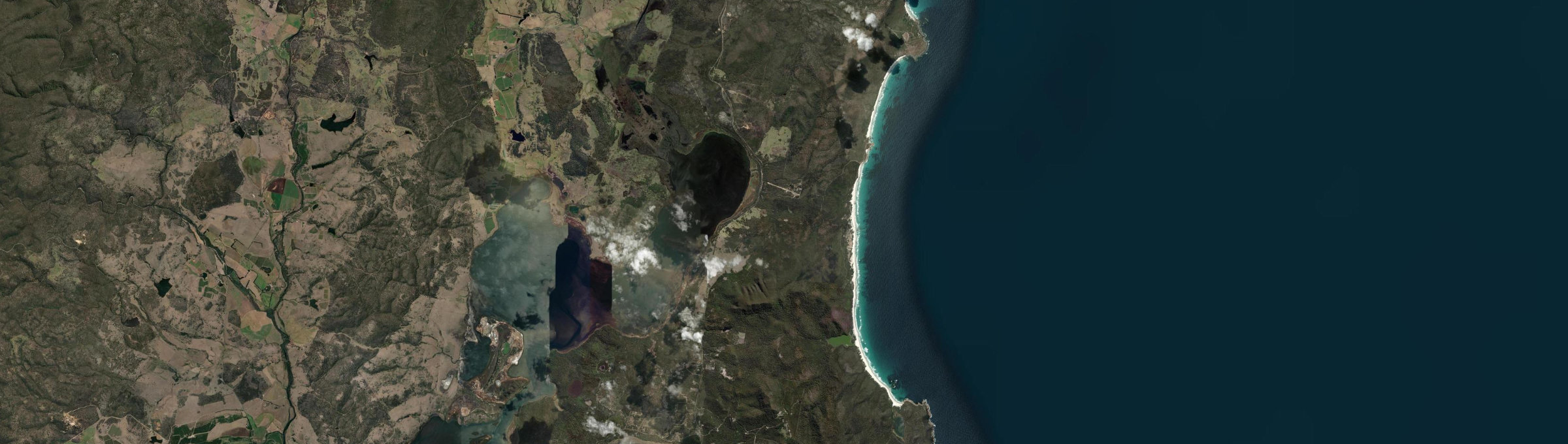 Aerial view of Friendly Beaches, TAS