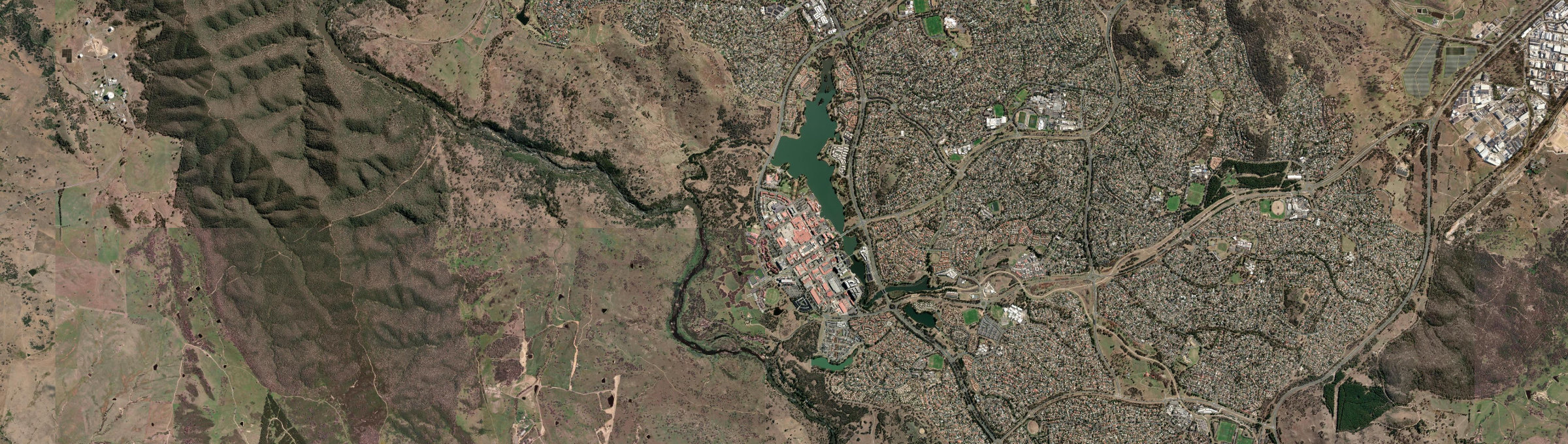Aerial view of Greenway, ACT
