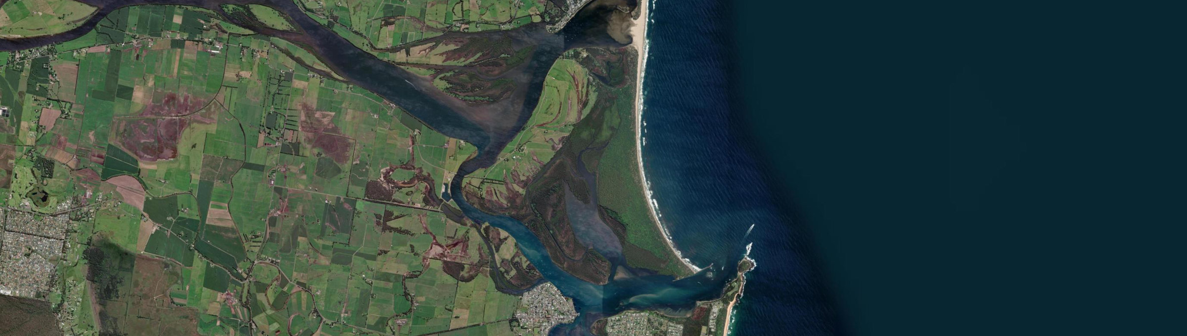 Aerial view of Comerong Island, NSW