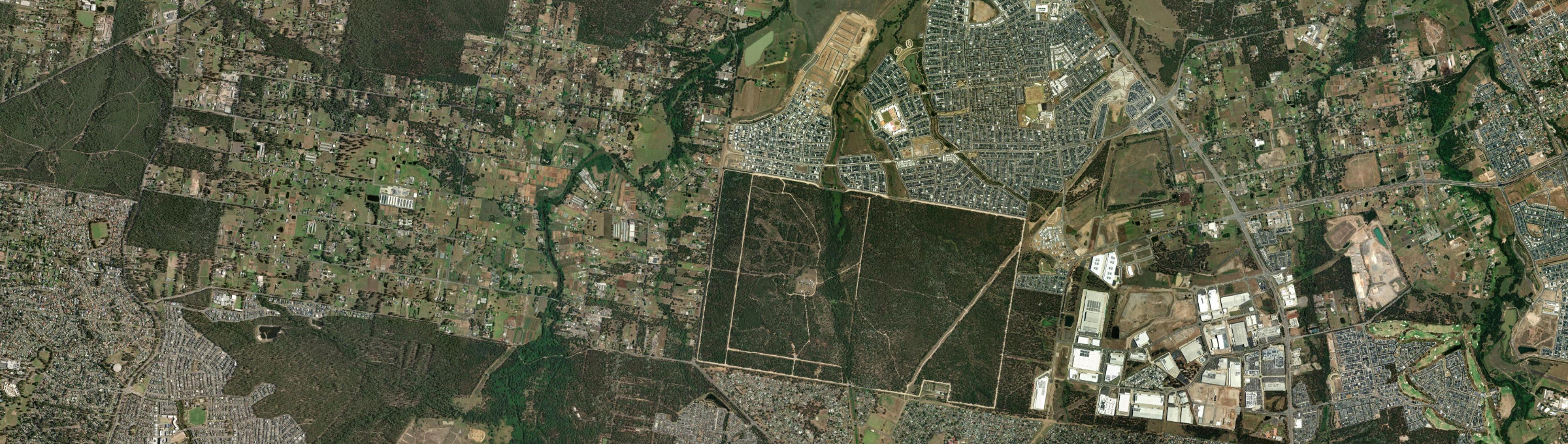 Aerial view of Shanes Park, NSW