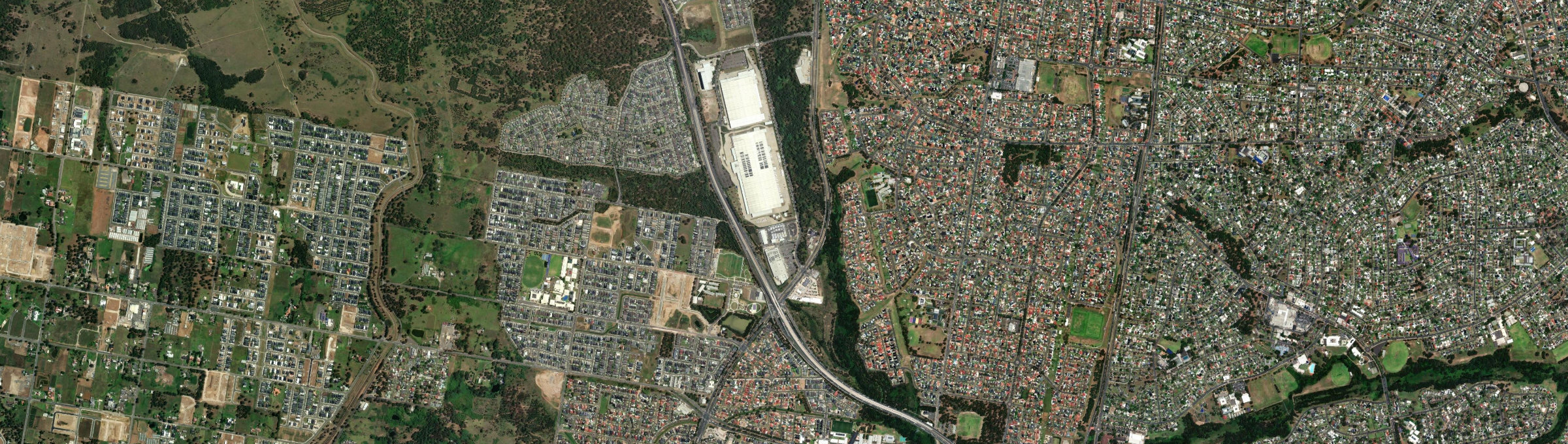 Aerial view of Len Waters Estate, NSW