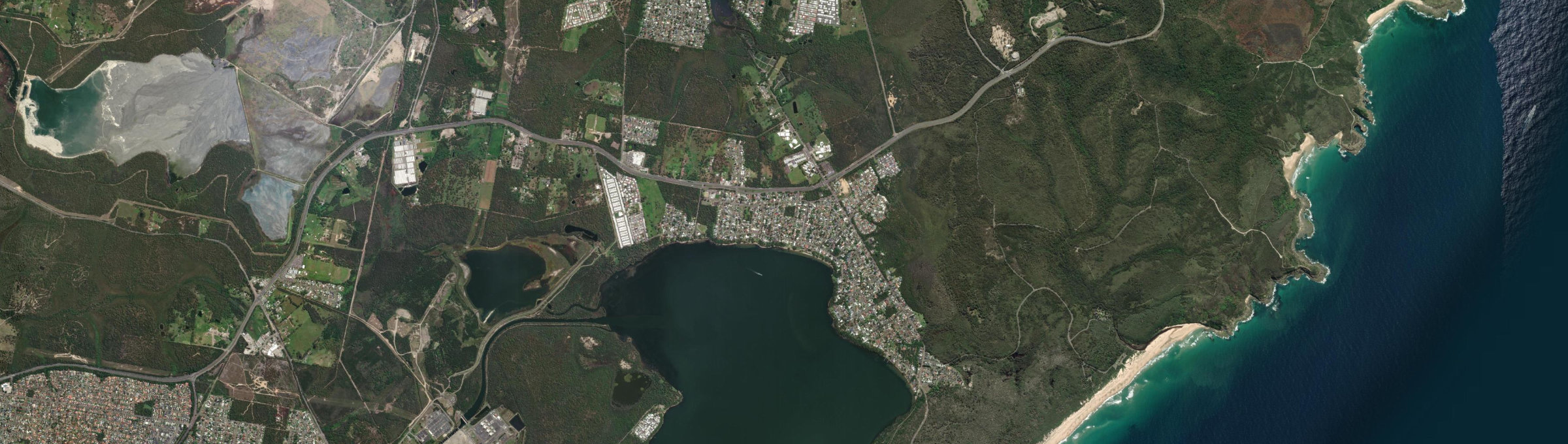 Aerial view of Lake Munmorah, NSW