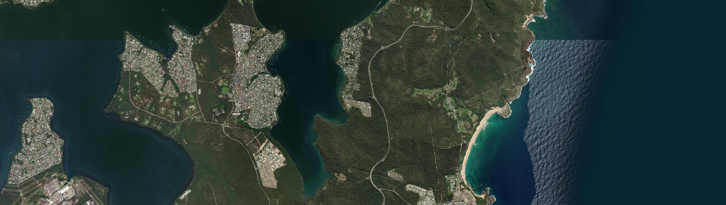 Aerial view of Nords Wharf, NSW
