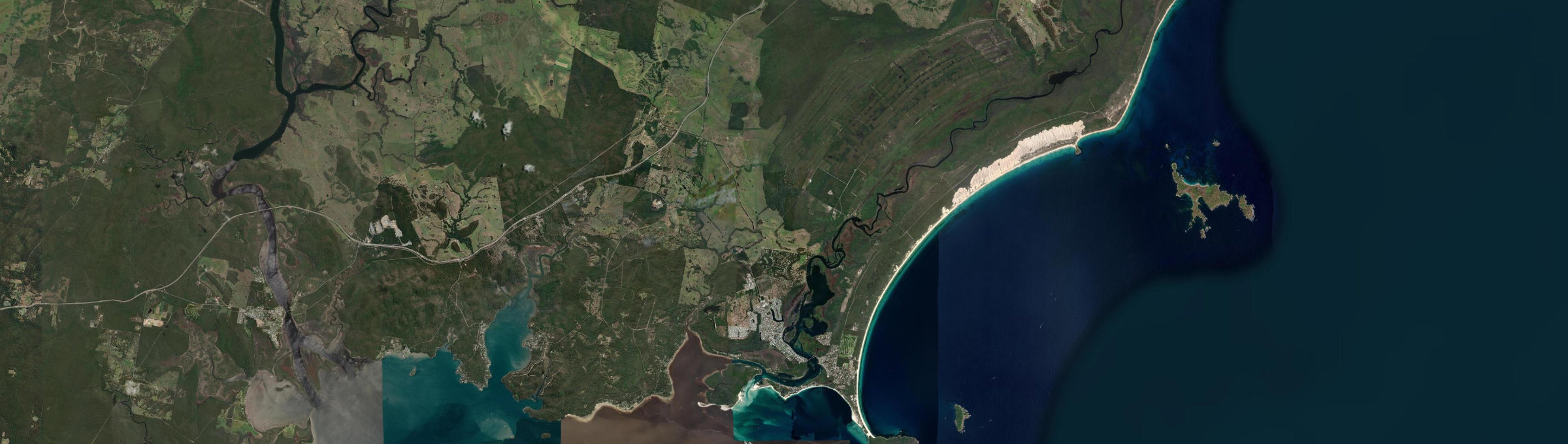 Aerial view of Tea Gardens, NSW