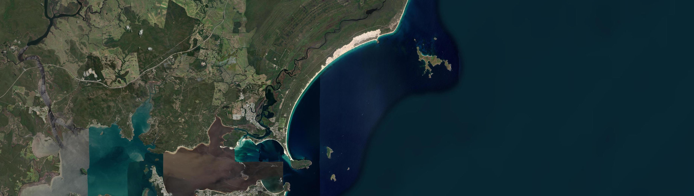 Aerial view of Hawks Nest, NSW