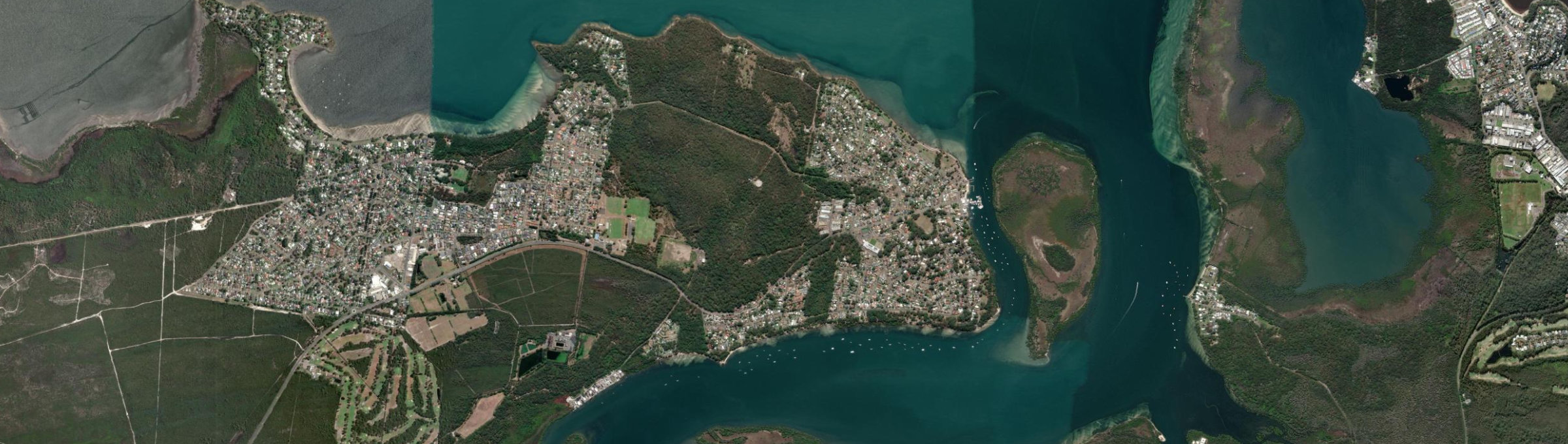Aerial view of Lemon Tree Passage, NSW