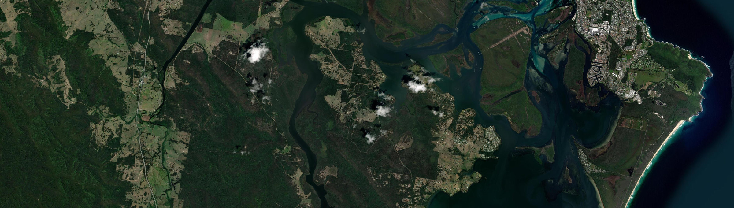 Aerial view of Shallow Bay, NSW