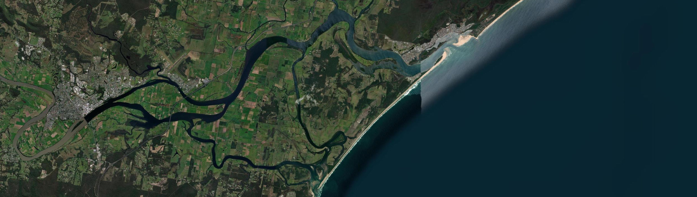 Aerial view of Mitchells Island, NSW