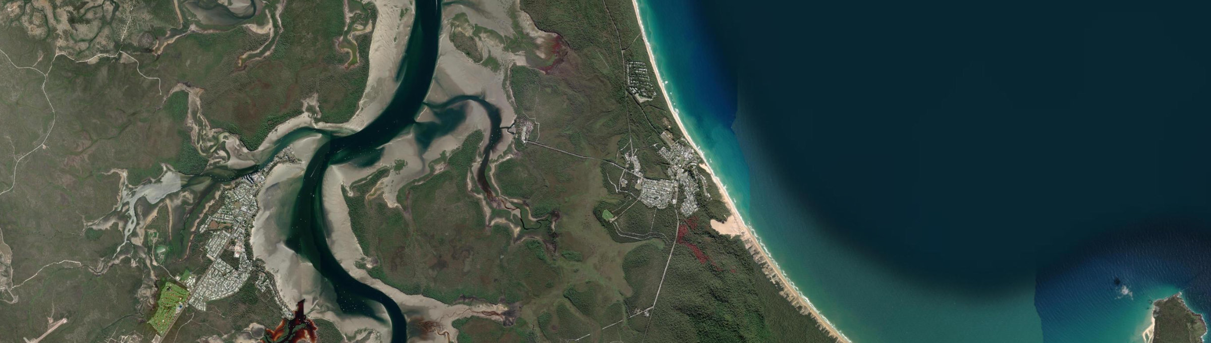 Aerial view of Rainbow Beach, QLD