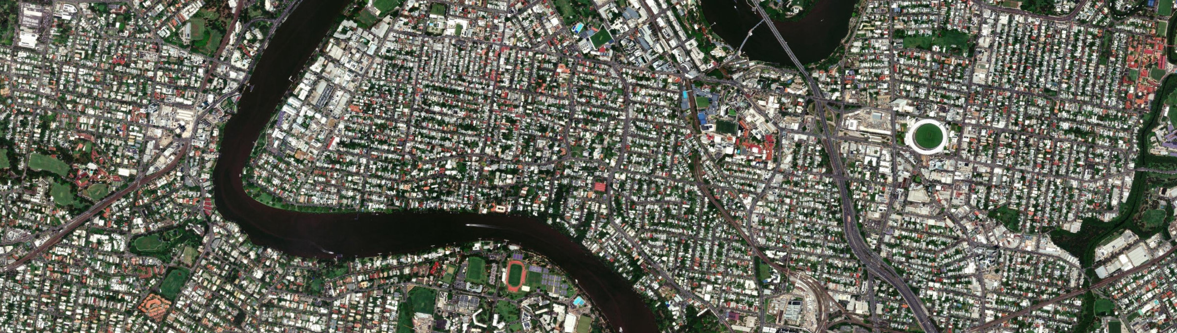 Aerial view of Highgate Hill, QLD