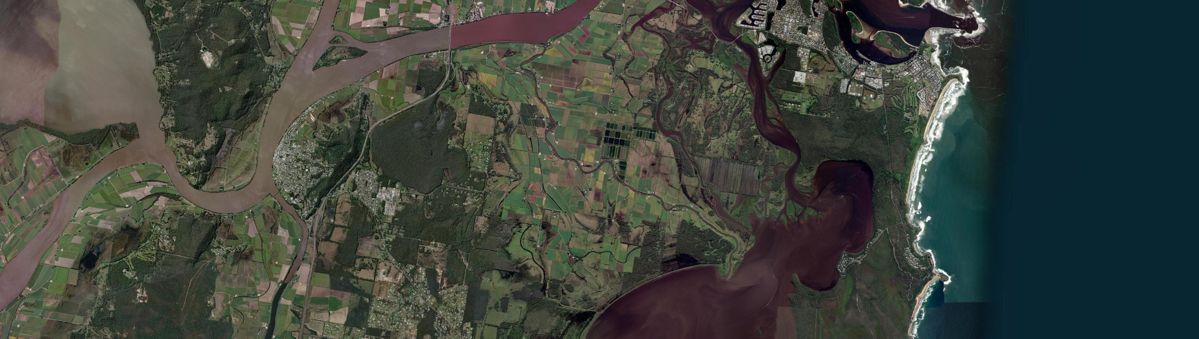 Aerial view of Palmers Channel, NSW