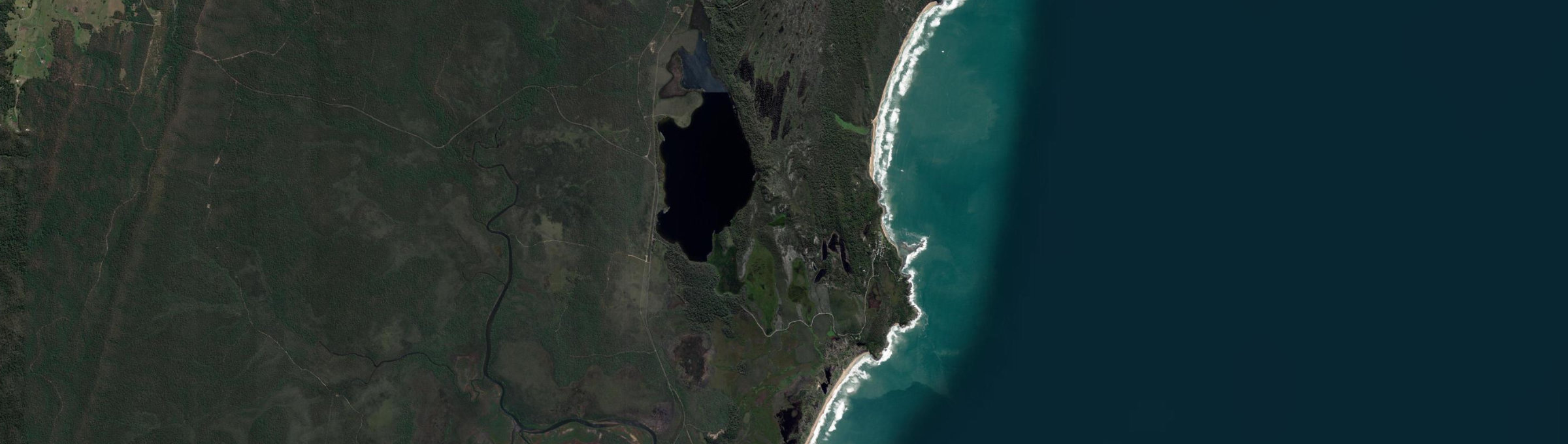 Aerial view of Diggers Camp, NSW