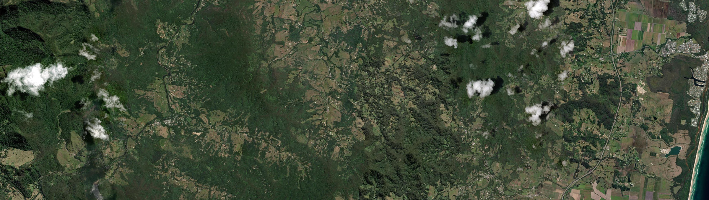 Aerial view of Stokers Siding, NSW