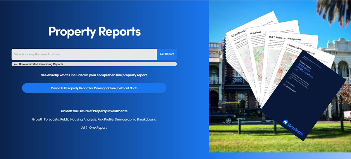 Property Reports - growth forecasts, public housing analysis, risk Profile, demographic breakdowns
