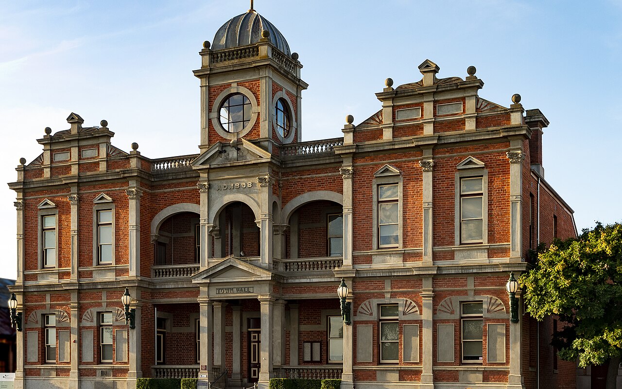 Castlemaine, VIC, Historic town hall building with clocktower