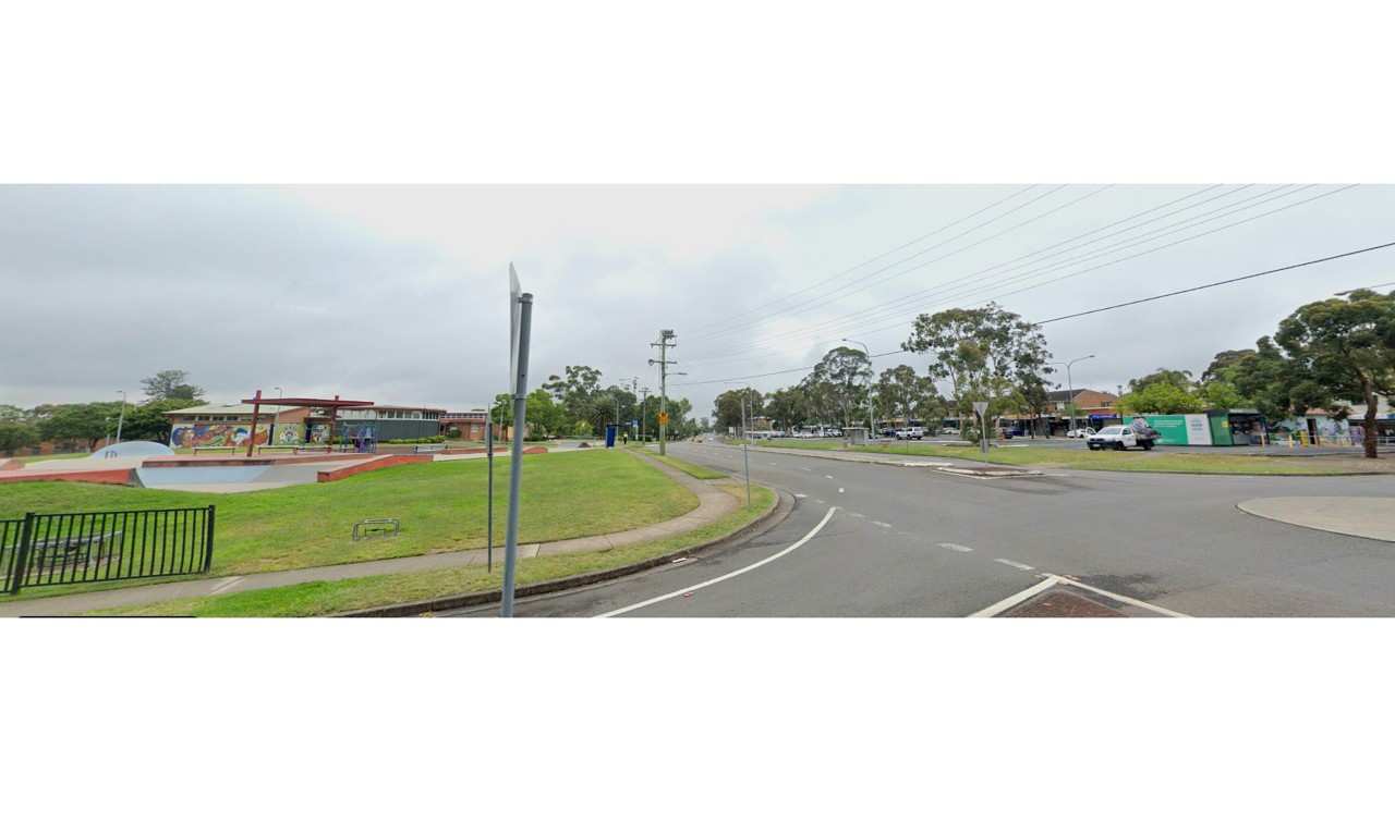 Lalor Park, NSW, Residential street with community centre and green area