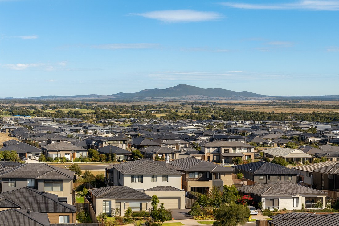 Lara, VIC, Residential houses with a mountain in background